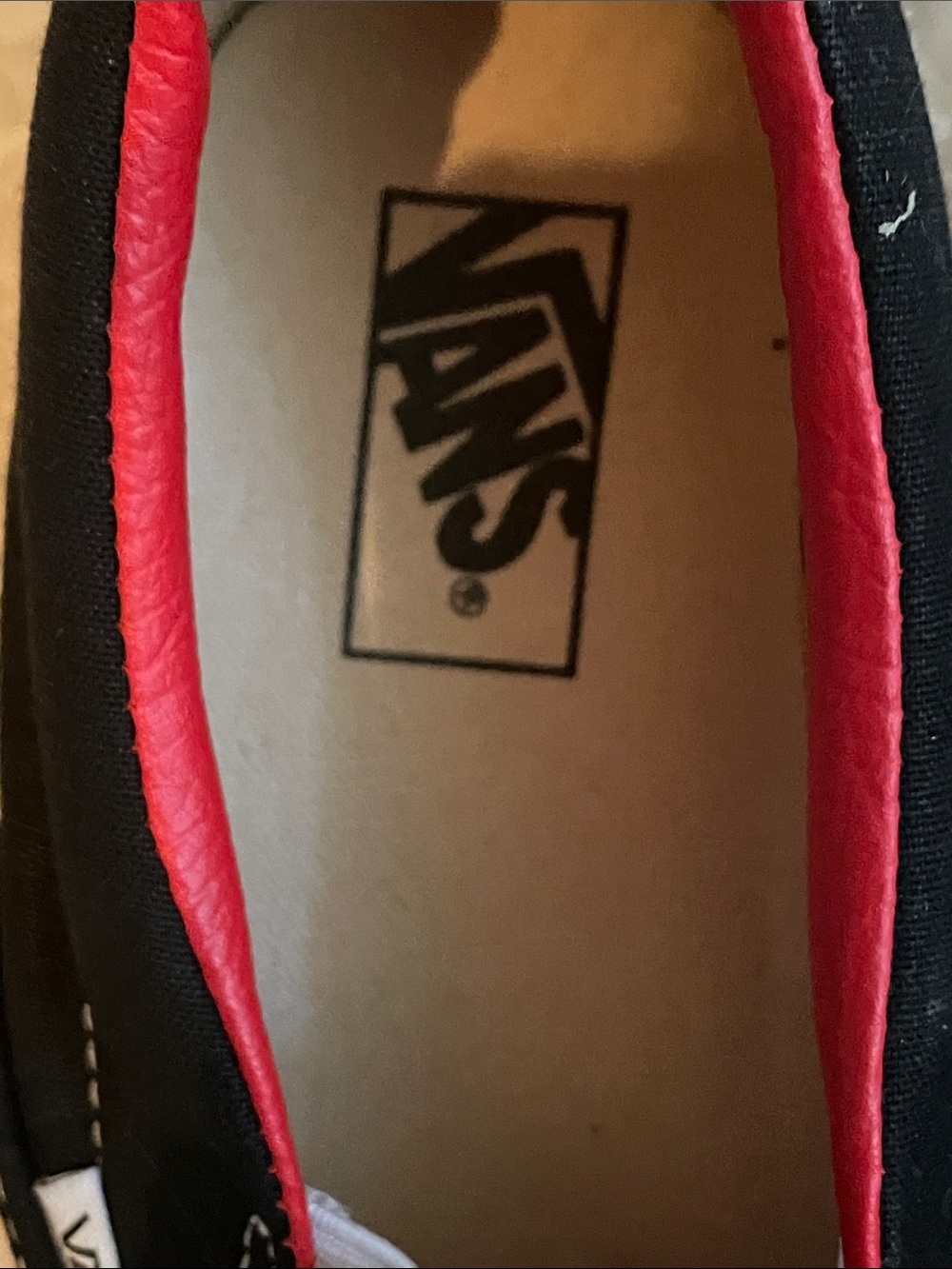 Vans Slip-On Loafers in White, Black, and Red with Skull Print - Picture 9 of 15